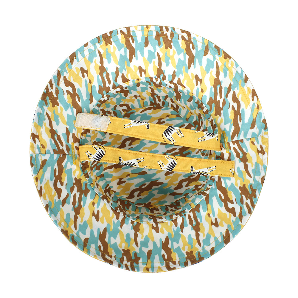 2021 Children's Printing Bucket Hat Baby Hat Spring and Summer Double-Sided Sun Hat Outdoor Cartoon Flower Printing Bucket Hat