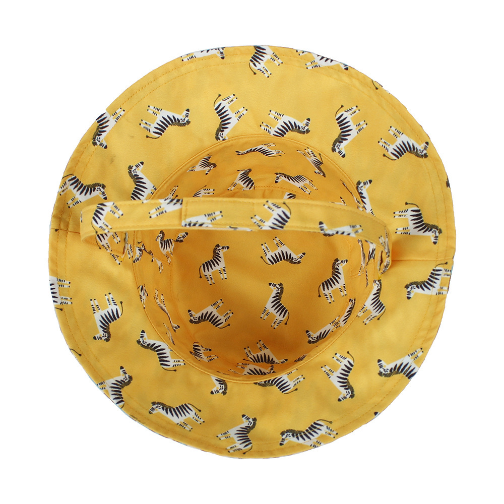 2021 Children's Printing Bucket Hat Baby Hat Spring and Summer Double-Sided Sun Hat Outdoor Cartoon Flower Printing Bucket Hat