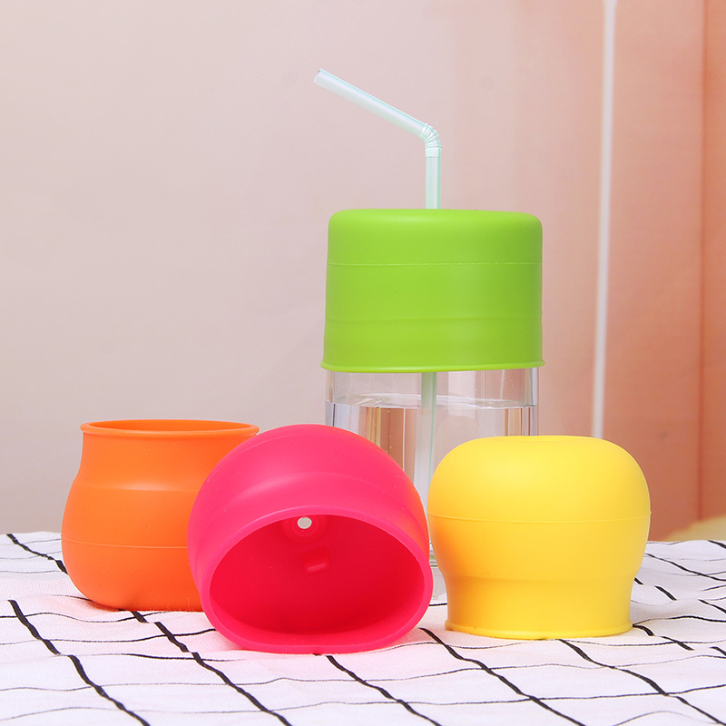 Water Cup Lid LeakProof AntiChoking Silicone Bottle Cap Children&#039;s Drinking Straw Cup Lid Baby OverflowProof Cup Lid