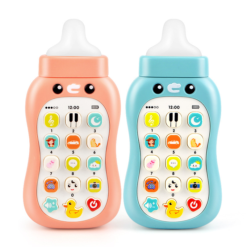 Children&#039;s Simulation Music Mobile Phone Baby Bottle Soft Glue Biteable Baby 0-1 Years Old Early Education Puzzle Boys and Girls Toys