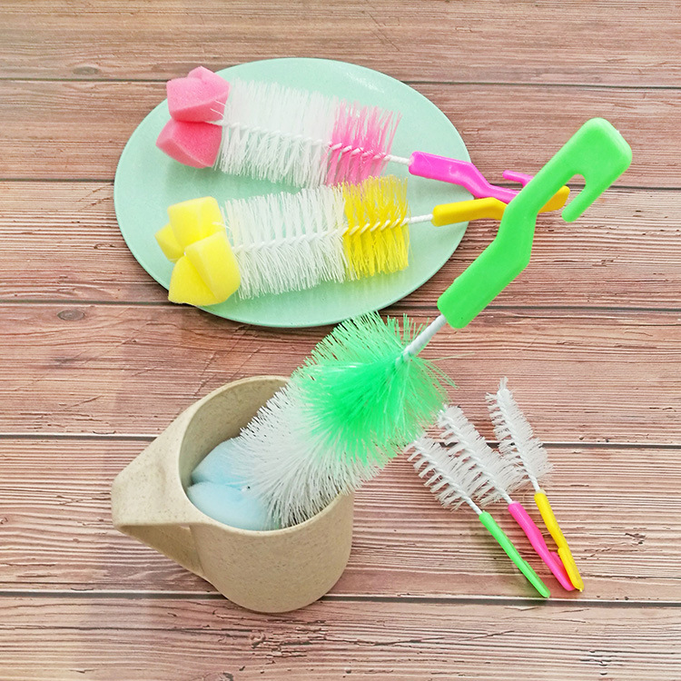 Creative Two-in-One Sponge Long Handle Tea Cup Brush Baby Bottle Brush Pacifier Brush Two-Piece Set Cup Brush Cup Brush Cup Brush