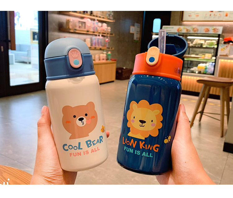 Cute Cartoon Animal Strap Children's Insulated Stainless Steel Bottle Baby Drinking Kettle Mini Single Cover Water Cup Cute Cartoon Animal Strap Children's Insulated Stainless Steel Bottle Baby Drinking Kettle Mini Single Cover Water Cup