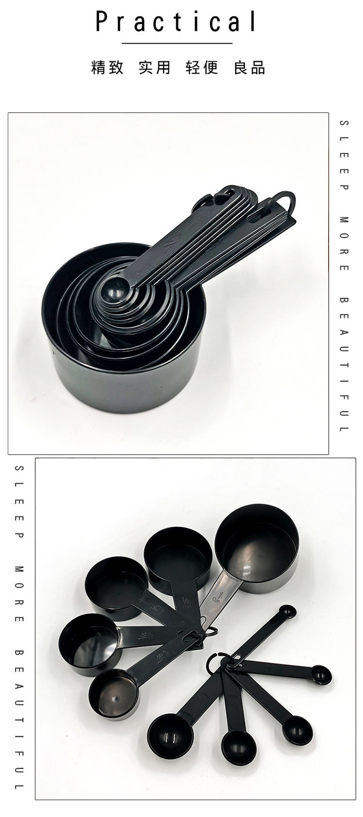 10Pc Black Set Plastic Measuring Spoon 10 PCs Set Measuring Cup Measuring Spoon Baking Weighing Tool 10 Pack Measuring Spoons
