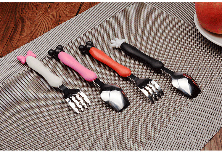 cartoon spoons children&#039;s forks spoon Ins lovely handle west cutlery kindergarten rice mouse mother and child store gift
