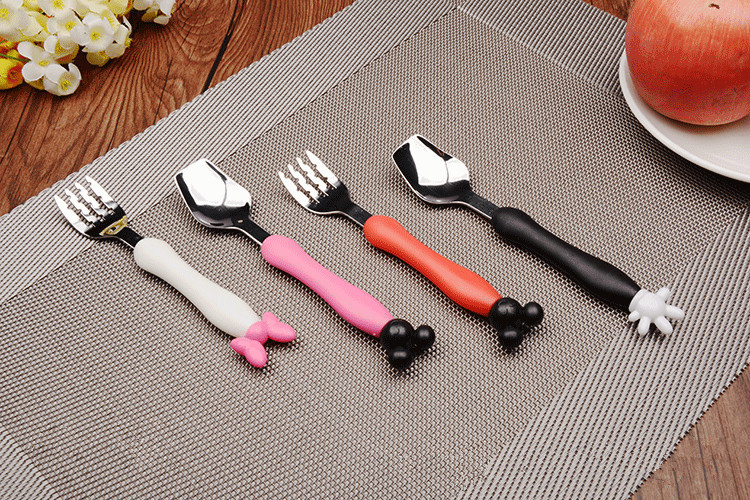 cartoon spoons children&#039;s forks spoon Ins lovely handle west cutlery kindergarten rice mouse mother and child store gift