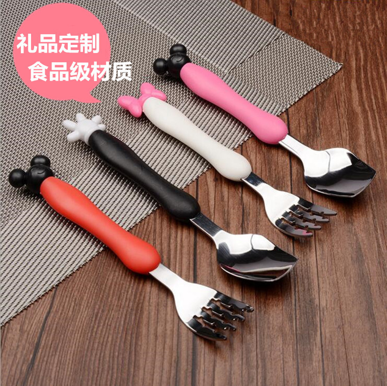 cartoon spoons children&#039;s forks spoon Ins lovely handle west cutlery kindergarten rice mouse mother and child store gift