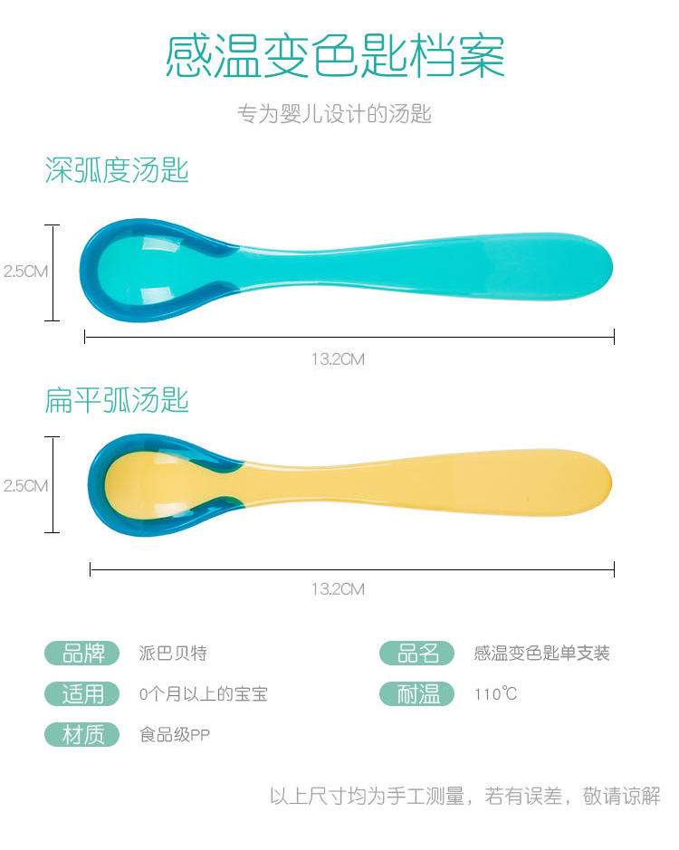 Peabbert Temperature-Sensitive Color-Changing Spoon Baby Feeding Color Changing Spoons Feeding Spoon Eating Tableware 71246