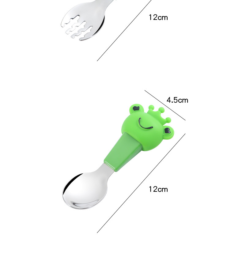 Cartoon Baby Forks and Spoons Set Baby Food Supplement Training Children Tableware Feeding Food Supplement Frog Lion Practice Fork Spoon