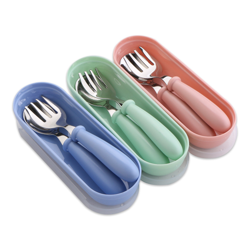 New 304 Stainless Steel Children&#039;s Tableware Candy Color Children&#039;s 3-Piece Forks and Spoons Baby Kindergarten Gifts