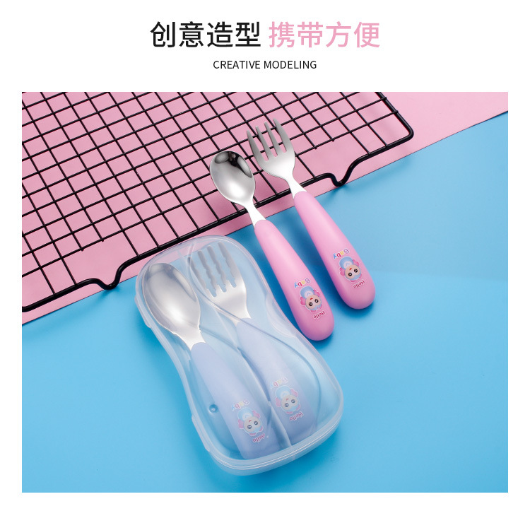 304 Children 's forks and spoons with stainless steel creative portable tableware set chicken forks and spoons for baby tableware