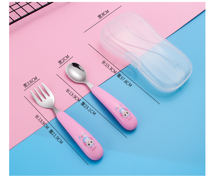304 Children 's forks and spoons with stainless steel creative portable tableware set chicken forks and spoons for baby tableware