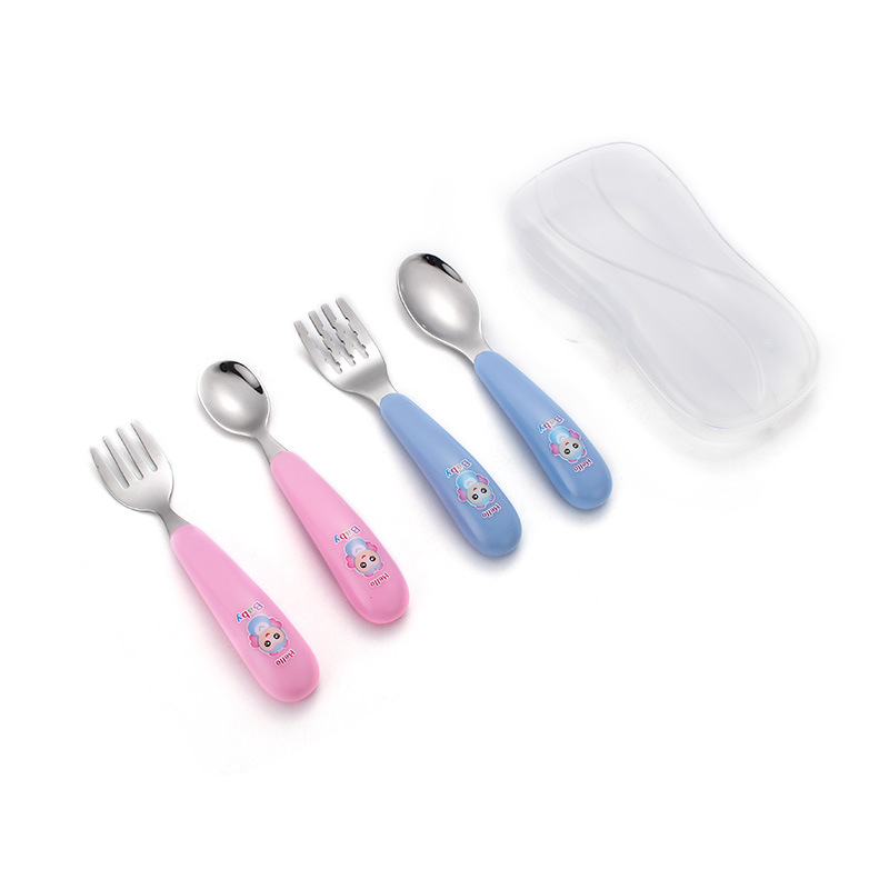 304 Children &#039;s forks and spoons with stainless steel creative portable tableware set chicken forks and spoons for baby tableware
