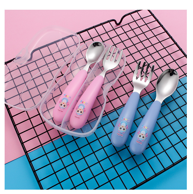 304 Children 's forks and spoons with stainless steel creative portable tableware set chicken forks and spoons for baby tableware