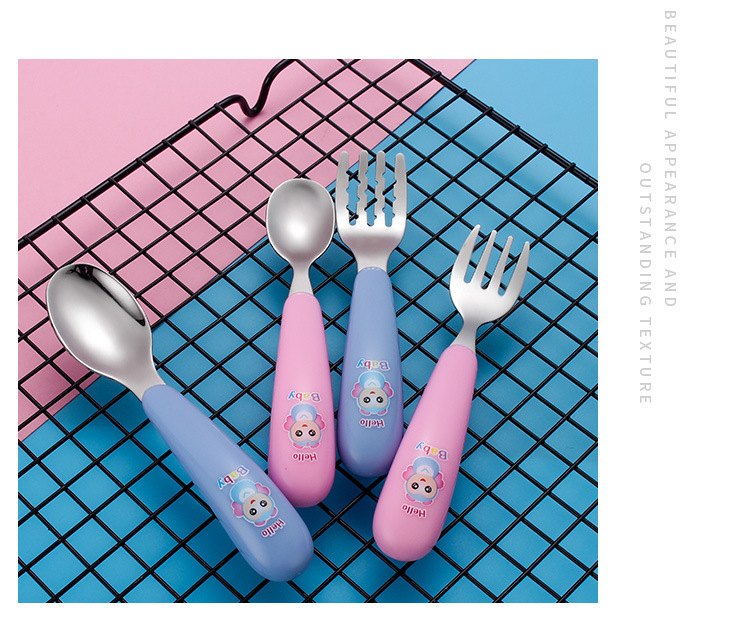 304 Children 's forks and spoons with stainless steel creative portable tableware set chicken forks and spoons for baby tableware