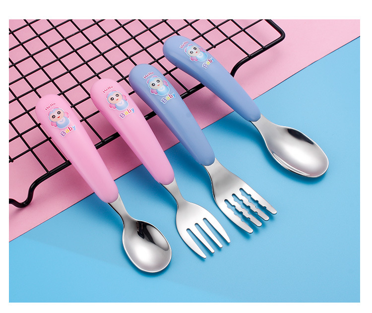 304 Children 's forks and spoons with stainless steel creative portable tableware set chicken forks and spoons for baby tableware