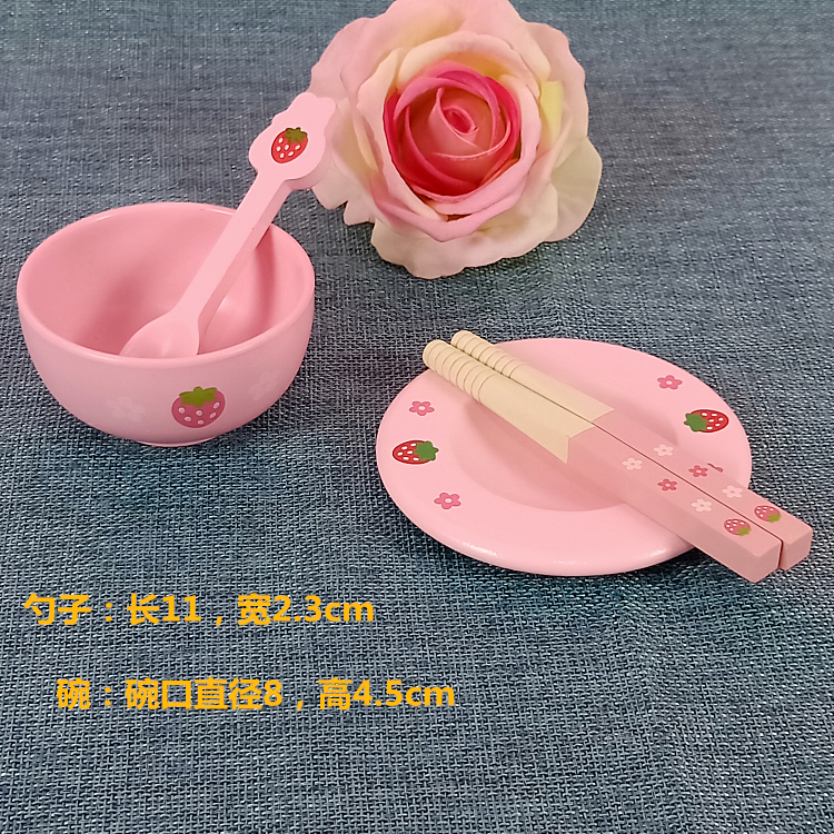 Baby Gift Simulation Kitchen Accessories Cup and Saucer Dishes and Spoons Spare Parts Children Play House Cooking Wooden Children Toys