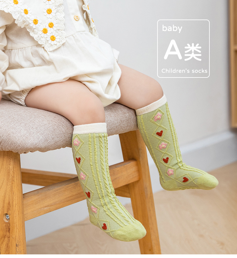 21 Autumn and Winter Double Needle Korean Style Dark Stripes Vertical Stripes Knee Socks Infant Kid Baby Long Socks Small Flower Tube Socks