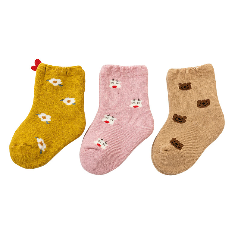 21 Autumn and Winter New Baby and Infant Socks Terry Warm Thickened Medium and Short Stockings Cartoon Cute Children&#039;s Socks