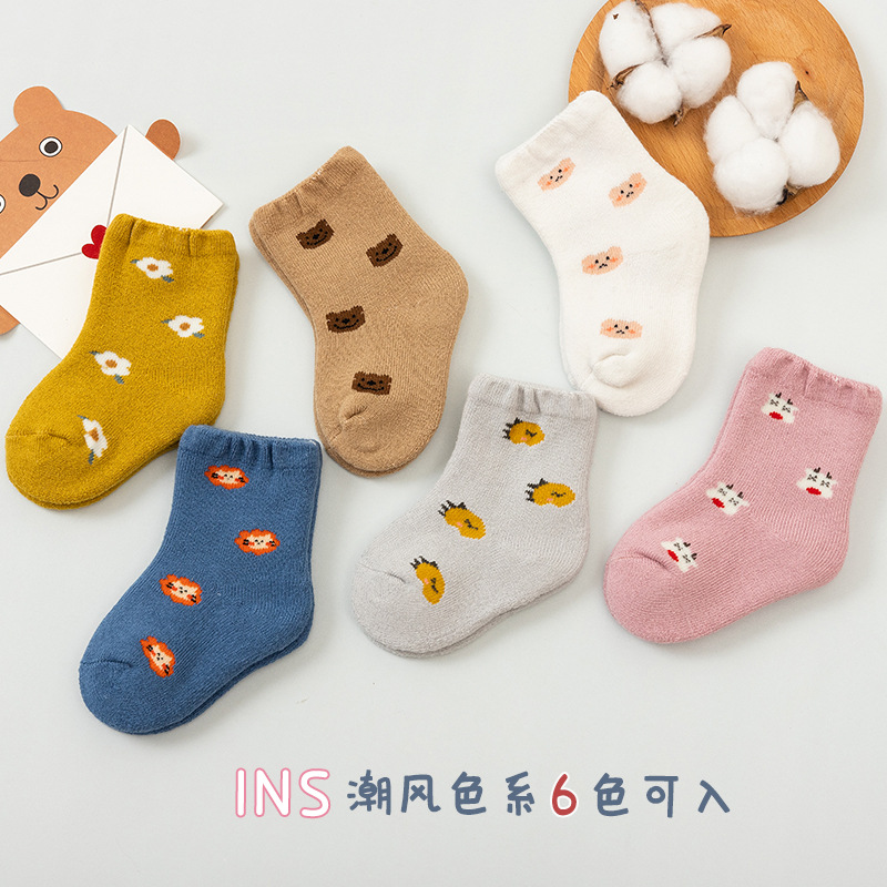 21 Autumn and Winter New Baby and Infant Socks Terry Warm Thickened Medium and Short Stockings Cartoon Cute Children&#039;s Socks