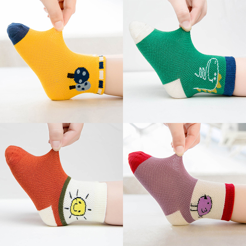 Socks Whole Zhuo Upper Cotton Children&#039;s Socks Spring and Summer Cartoon Animal Baby and Infant Socks Mesh Boat Socks