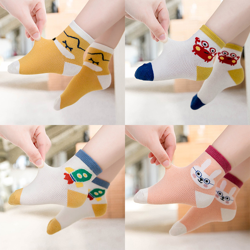 Socks Whole Zhuo Upper Cotton Children&#039;s Socks Spring and Summer Cartoon Animal Baby and Infant Socks Mesh Boat Socks