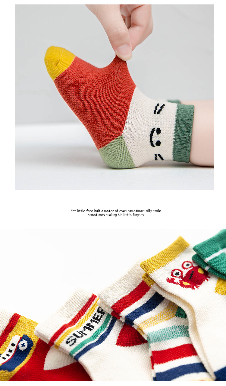 Socks Whole Zhuo Upper Cotton Children's Socks Spring and Summer Cartoon Animal Baby and Infant Socks Mesh Boat Socks