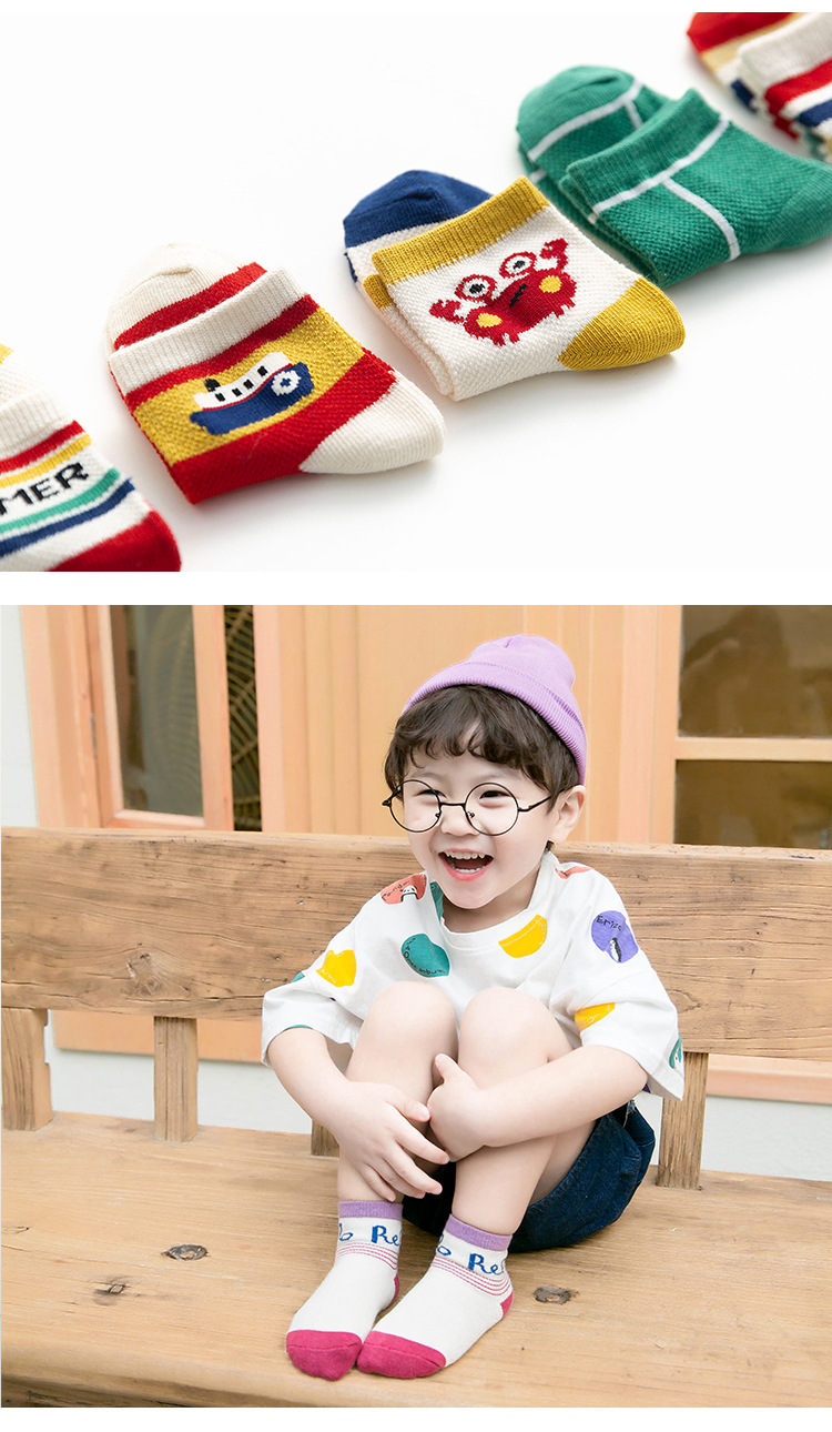 Socks Whole Zhuo Upper Cotton Children's Socks Spring and Summer Cartoon Animal Baby and Infant Socks Mesh Boat Socks
