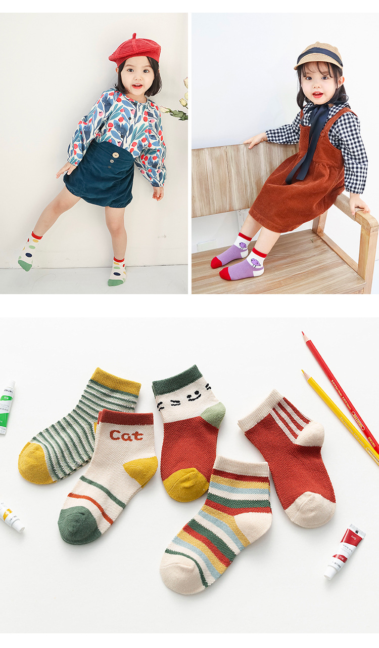 Socks Whole Zhuo Upper Cotton Children's Socks Spring and Summer Cartoon Animal Baby and Infant Socks Mesh Boat Socks