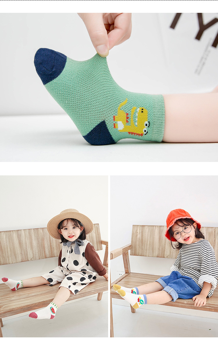 Socks Whole Zhuo Upper Cotton Children's Socks Spring and Summer Cartoon Animal Baby and Infant Socks Mesh Boat Socks