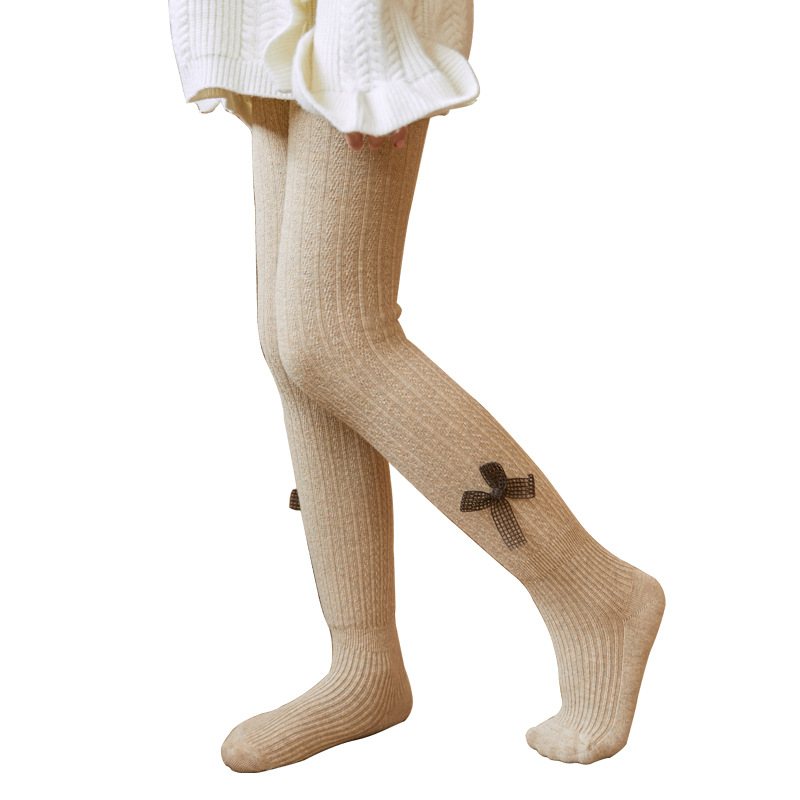 21 Autumn and Winter Fleece-Lined Thickened Children&#039;s Pantyhose Girls&#039; Bow Leggings Baby and Infant Socks Wholesale