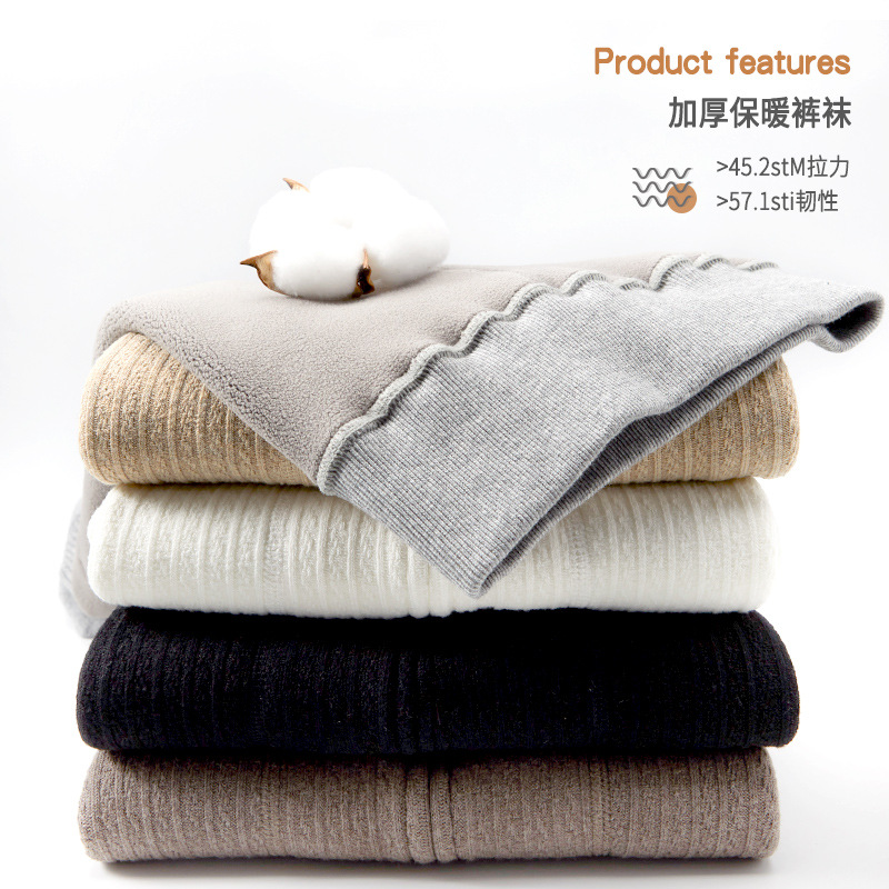21 Autumn and Winter Fleece-Lined Thickened Children&#039;s Pantyhose Girls&#039; Bow Leggings Baby and Infant Socks Wholesale