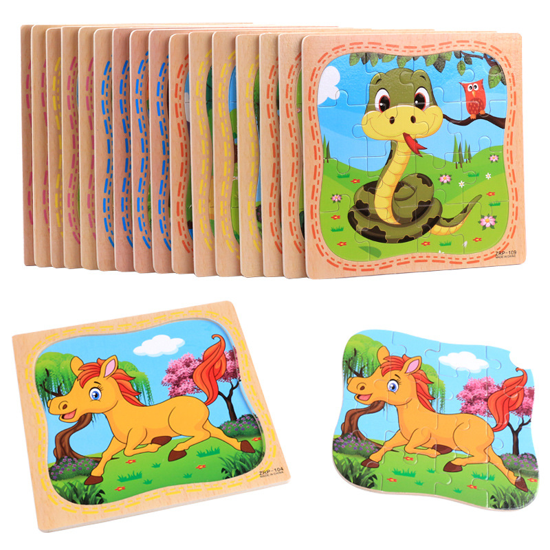 Wooden 3D 3D Puzzle Model Puzzle Infant Children Early Childhood Educational Toys Animal Transportation Wooden Puzzle Toy