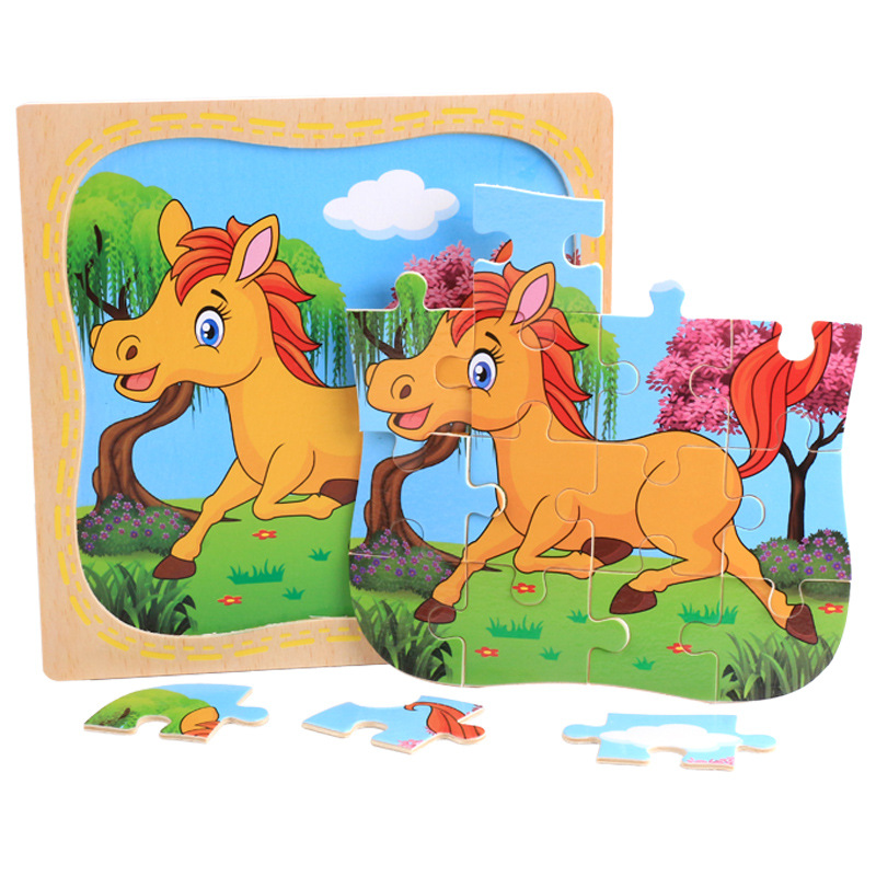 Wooden 3D 3D Puzzle Model Puzzle Infant Children Early Childhood Educational Toys Animal Transportation Wooden Puzzle Toy