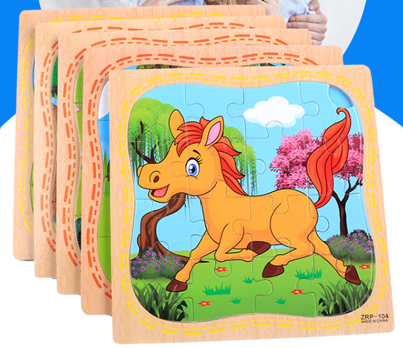 Wooden 3D 3D Puzzle Model Puzzle Infant Children Early Childhood Educational Toys Animal Transportation Wooden Puzzle Toy