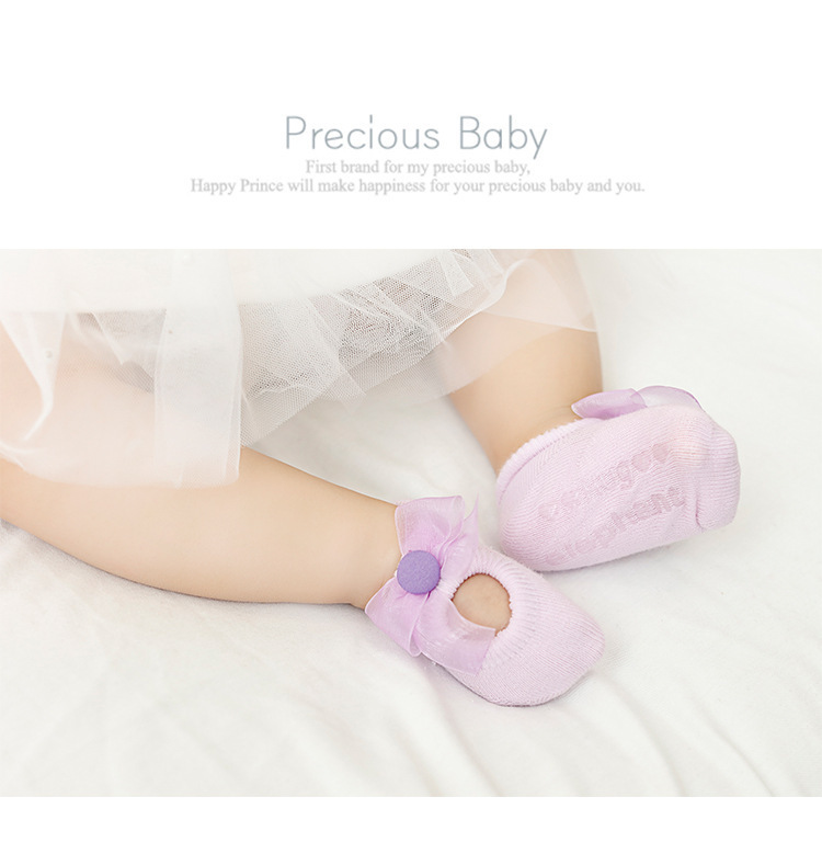 Spring and Autumn Hollow Flower Hole Baby Floor Socks Glue Dispensing Non-Slip Infant Socks Lace Bow Children's Socks
