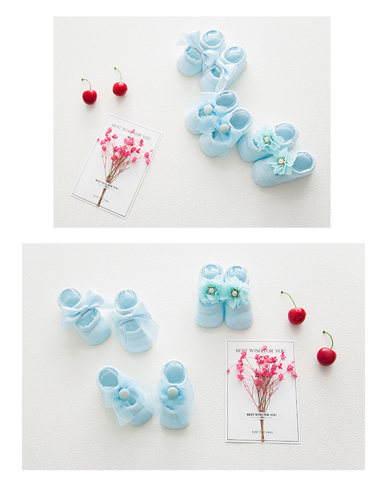 Spring and Autumn Hollow Flower Hole Baby Floor Socks Glue Dispensing Non-Slip Infant Socks Lace Bow Children's Socks