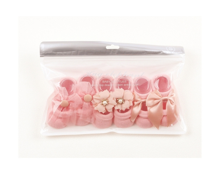 Spring and Autumn Hollow Flower Hole Baby Floor Socks Glue Dispensing Non-Slip Infant Socks Lace Bow Children's Socks