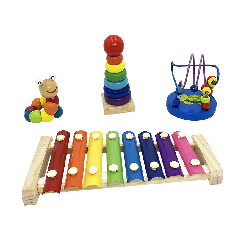 Stall Supply Infant Wooden Children Bead Toys Eight Tone Toy Piano Boys&#039; Building Blocks Wholesale Internet Celebrity Puzzle