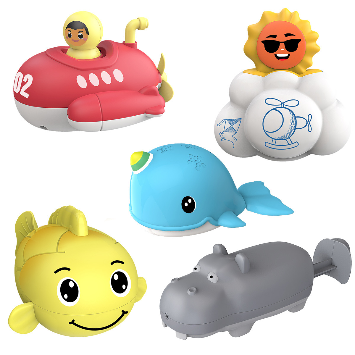 Infant New Children&#039;s Bath Toys Bathroom Water Playing Water Spray Bath Wind-up Toy Creative Gift Cross-Border Hot Selling