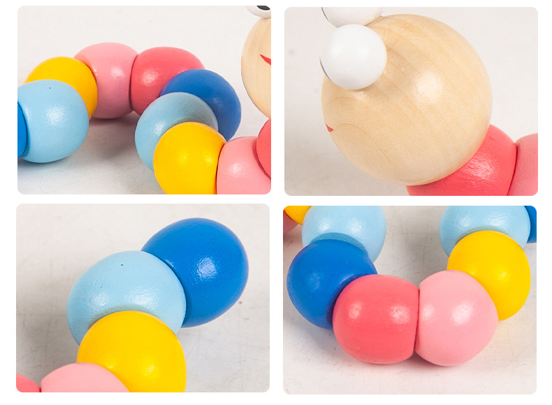 One Piece Dropshipping Early Education Infant Children's Toys Beaded Beads Sets of Column Building Blocks Percussion Piano Rainbow Tower Toy Worm Package