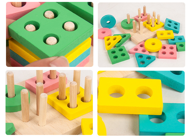One Piece Dropshipping Early Education Infant Children's Toys Beaded Beads Sets of Column Building Blocks Percussion Piano Rainbow Tower Toy Worm Package
