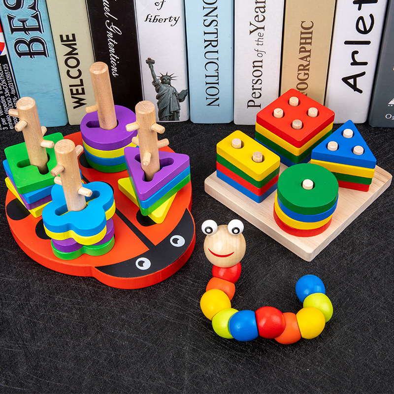Infant Children&#039;s Eight-Tone Toy Piano Beaded Toy Worm Rainbow Tower Fishing Early Education Educational Wooden Toys