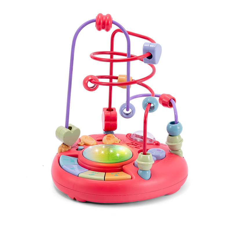 Children&#039;s Large Musical Bead-Stringing Toy Multi-Function Game Beaded Sound and Light Music Drum Baby and Infant Early Education Educational Toys