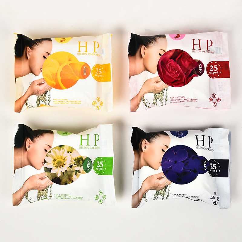 English Version Export 25 Pieces Wet Wipes Women's Makeup Remover Wet Tissue Customized Baby Cleansing Wet Tissue Wholesale
