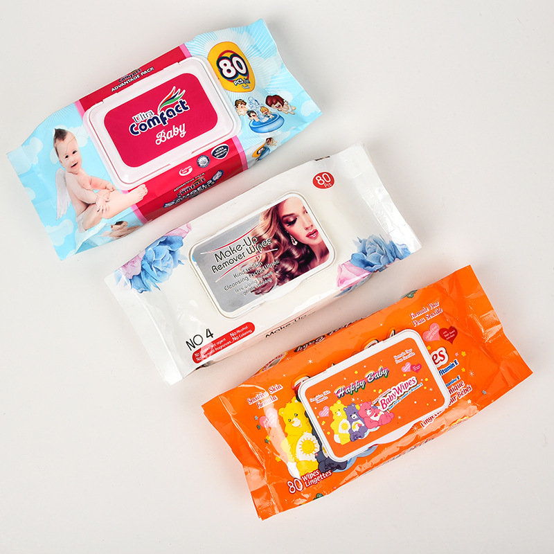 Manufacturer Ying 80 Pieces Baby Cleansing Wipe Women's Cleaning Makeup Remover Wet Tissue with Lid Moisturizing Moisturizing Wet Tissue
