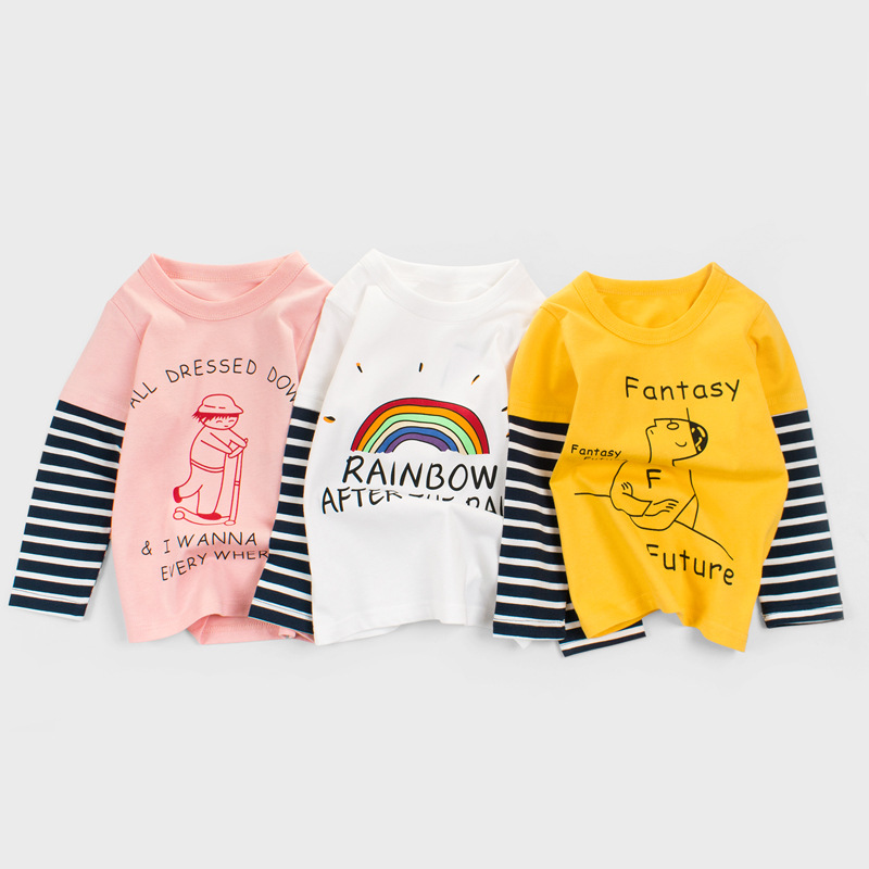 Korean Style Children&#039;s Clothing Wholesale 2021 Spring Clothes Girls&#039; Bottoming Shirt Babies&#039; Long Sleeve T-shirt Baby Clothes One Piece Dropshipping Ins