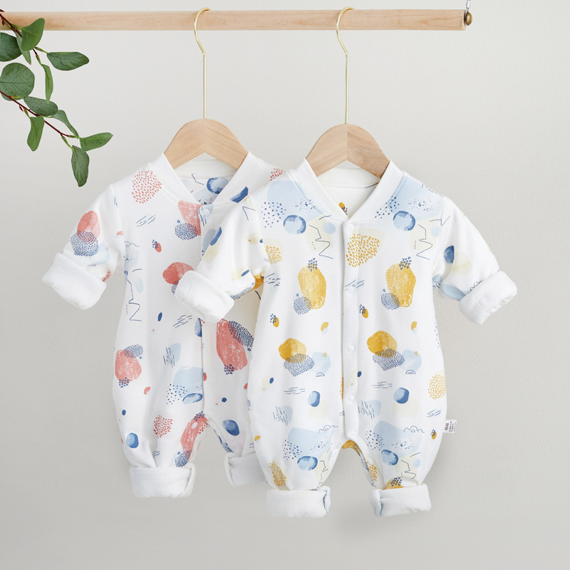 Newborn Baby Clothes Cotton Thickened Jumpsuit Baby Autumn and Winter Clothes Romper Thin Cotton Romper New Cotton-Padded Coat