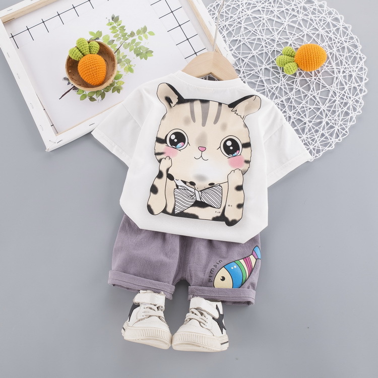 Children&#039;s Suit 2020 Summer New Children&#039;s Cartoon Casual Boy&#039;s Short-Sleeved T-shirt 0-4 Years Old Baby Clothes Two-Piece Set