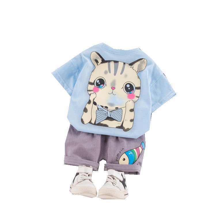 Children&#039;s Suit 2020 Summer New Children&#039;s Cartoon Casual Boy&#039;s Short-Sleeved T-shirt 0-4 Years Old Baby Clothes Two-Piece Set