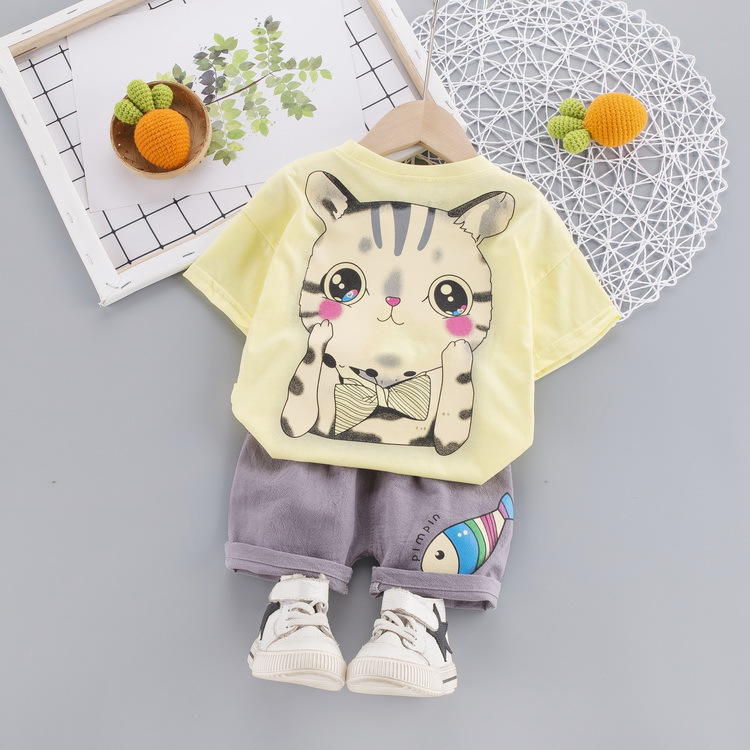 Children's Suit 2020 Summer New Children's Cartoon Casual Boy's Short-Sleeved T-shirt 0-4 Years Old Baby Clothes Two-Piece Set